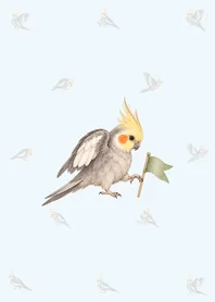水彩のオカメインコ着せかえ・ブルーのメイン画像