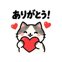 グレー白猫の仕事ことばスタンプのメイン画像