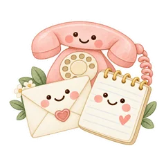 大人かわいい事務と受付連絡スタンプのメイン画像