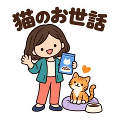 ゆるかわ猫飼い★お世話と家族連絡スタンプのメイン画像